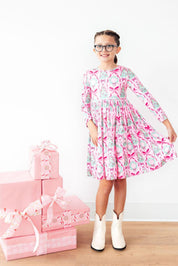 Jingle Bows L/S Pocket Twirl Dress