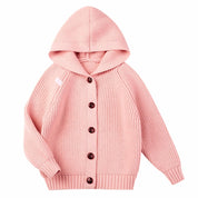 AUTWARM Girls Hooded Cardigan Oversized Knit Sweater Brown Size 5-6Y