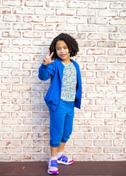 Organic Cotton Kids Zip Up Hoodie in Sonic Blue