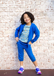 Organic Cotton Kids Zip Up Hoodie in Sonic Blue