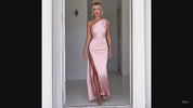 One-shoulder Backless Slit Dress