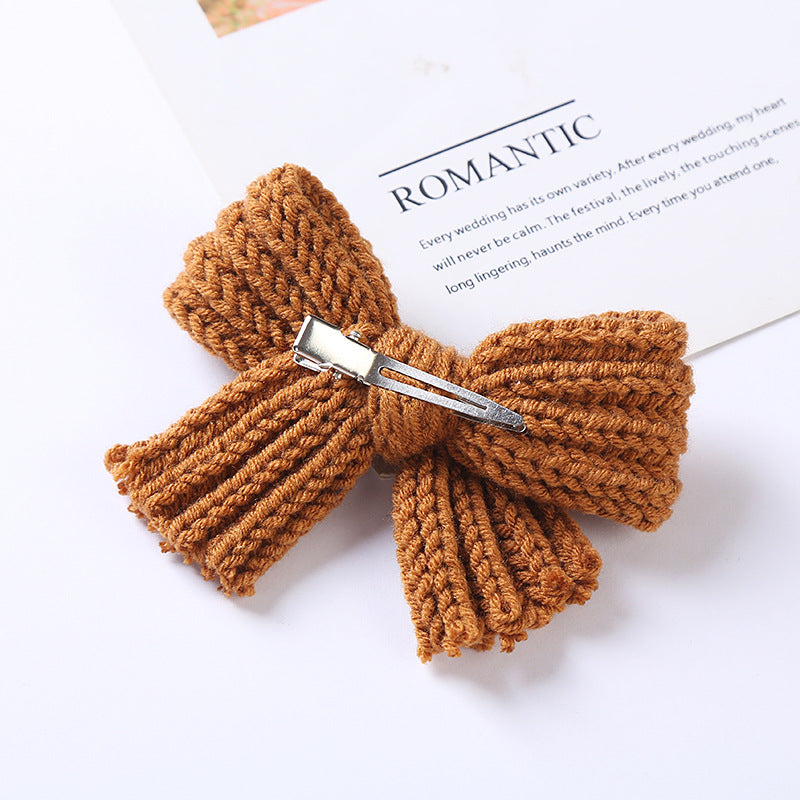 Solid Color Big Knitted Bow Handmade Hairpin