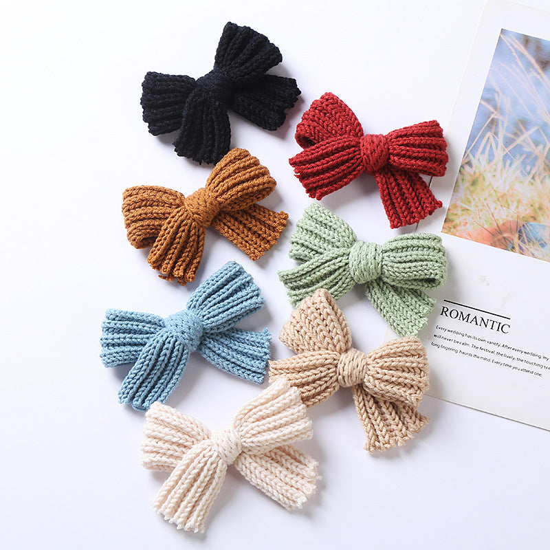 Solid Color Big Knitted Bow Handmade Hairpin