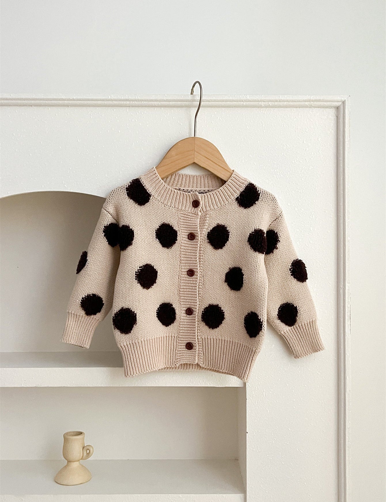 Children Polka Dots Knitted Cardigan For Spring Boys And Girls Sweater