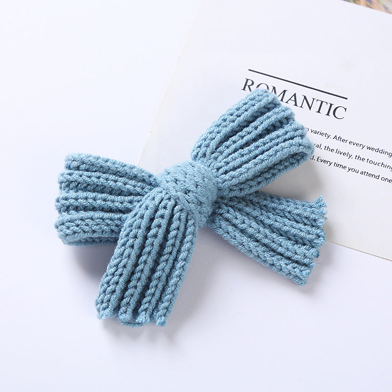 Solid Color Big Knitted Bow Handmade Hairpin