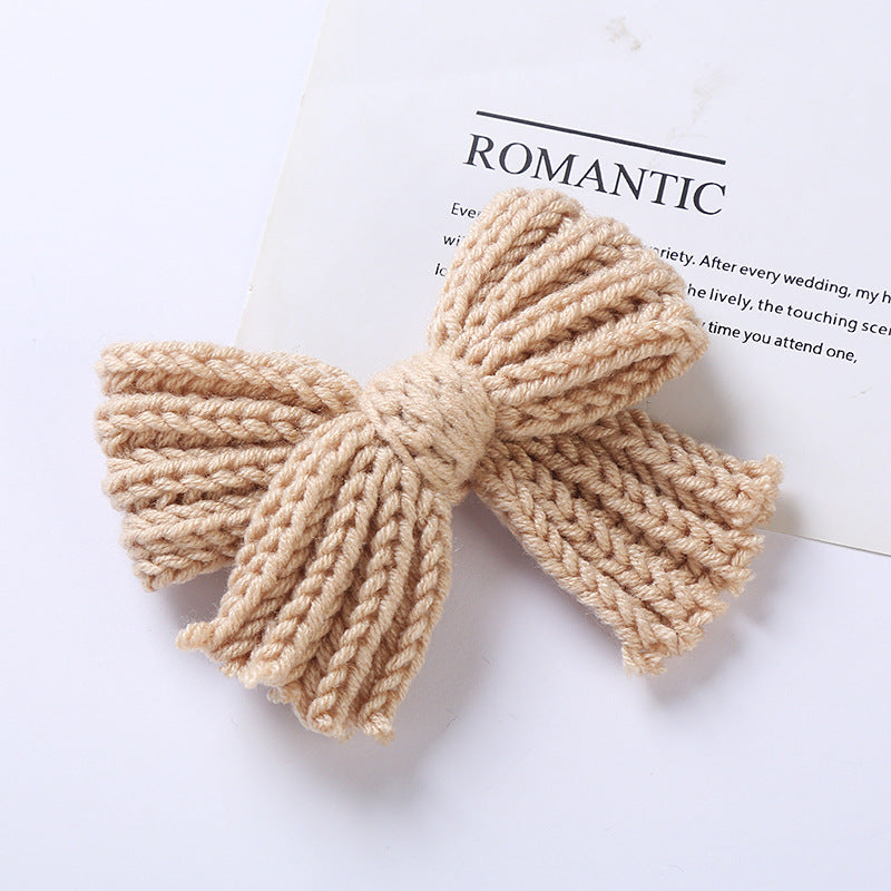 Solid Color Big Knitted Bow Handmade Hairpin