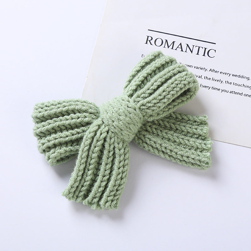Solid Color Big Knitted Bow Handmade Hairpin