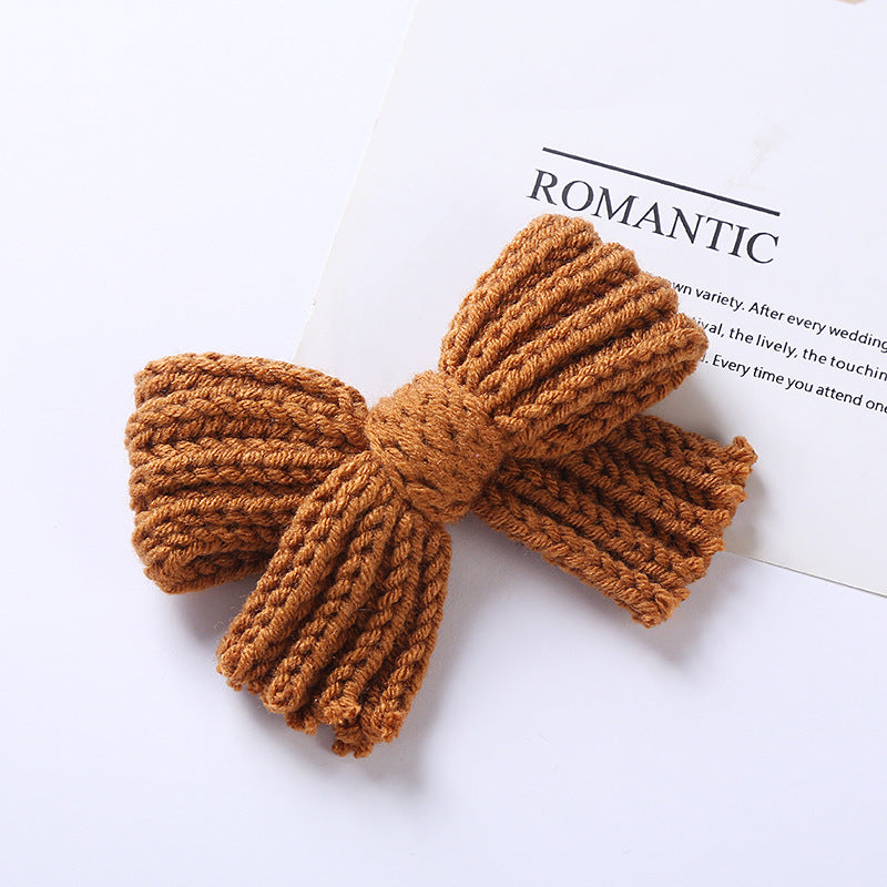 Solid Color Big Knitted Bow Handmade Hairpin
