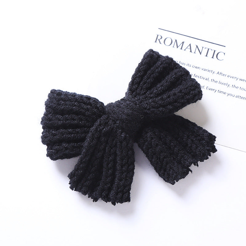 Solid Color Big Knitted Bow Handmade Hairpin