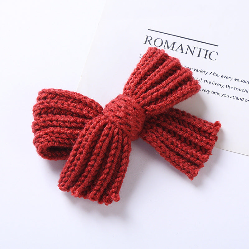 Solid Color Big Knitted Bow Handmade Hairpin