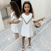 Black V-shaped Stripe Dress