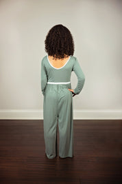 Wide Leg Romper in Sage Green